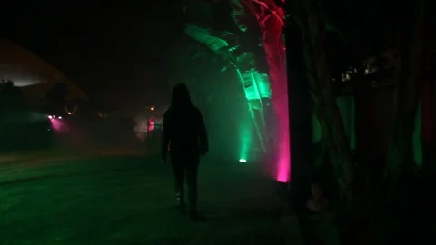 Walking through Halloween themed park Stock Footage 83130676