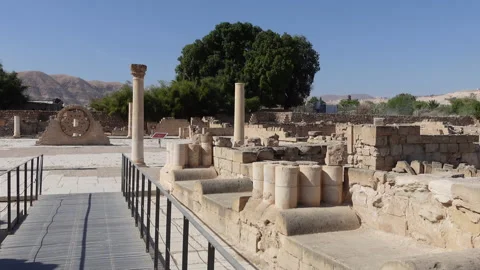 Walking through Hisham's Palace in Jericho, Palestinian Territories Stock Footage 168785691