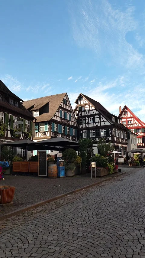 Walking Through Historic Half-Timbered Old Town Street Video stock 344312028