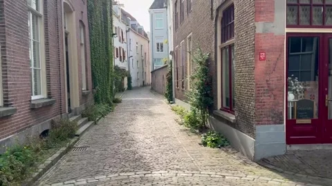 Walking Through Historic Streets of Zutphen During Chocolate Festival Stock Footage 346556761