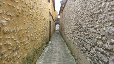 Walking through historical building - wall, fortress, monument Stock Footage 126773411