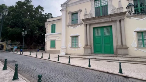 Walking through historical landmark St. Augustine's Square Macau Stock Footage 273187789