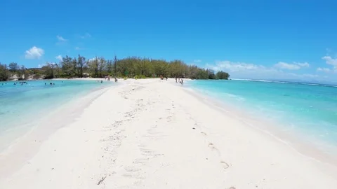 Walking through the horizon where the waves hits you from both sides Stock-Footage 150563504