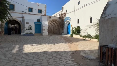 Walking through houmt souk traditional market of djerba Video stock 277514438