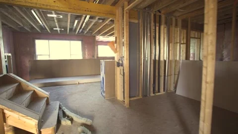 Walking Through House Under Construction Stock Footage 221586023