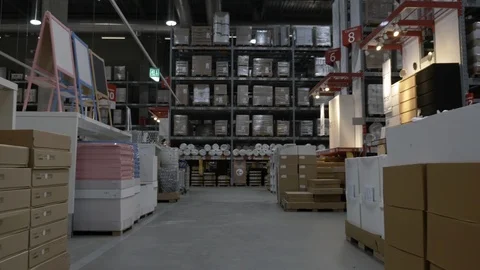 Walking Through Ikea Warehouse Slow Motion Video stock 113801753