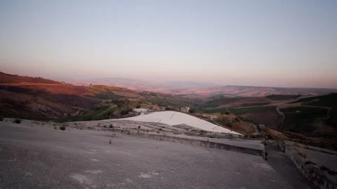 Walking through Il cretto di Burri memorial in Sicily with wide angle view Stock Footage 330355946