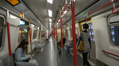 Walking Through Inside of Train - Hyperlapse Stock Footage 90484996