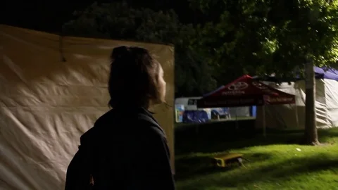 Walking through isolated fairgrounds Stock Footage 78174130