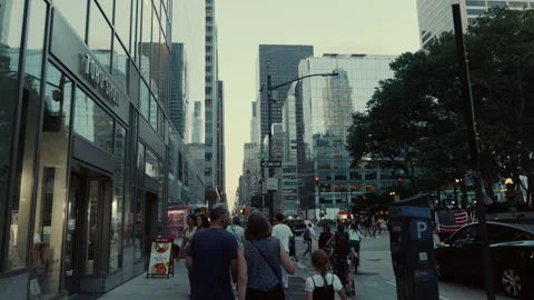 Walking through Manhattan streets in early evening, New York City, graded 4k Stock Footage 280991634