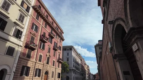 Walking through the narrow historic streets of Rome Italy Stock Footage 341252978