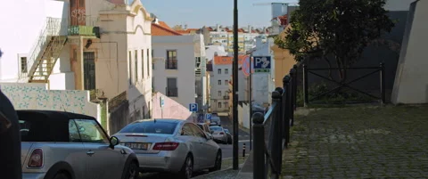Walking through narrow streets of Lisbon Stock Footage 151403067