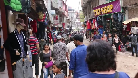 Walking through nepal streets Stock Footage 74507591