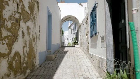 Walking through old town Albufeira Portugal Video stock 123398923