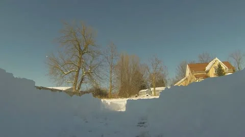 Walking Through Path in Snow (Ground Perspective)  Part 1 of 2 Stock Footage 21191043