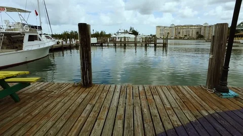 Walking Through Port Lucaya Square and Marina, Freeport Grand Bahama Stock Footage 98803202