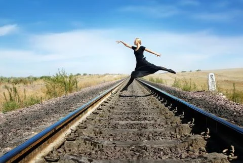 Walking through the railway Stock Photos