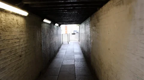 Walking through Scary Tunnel Video stock 35348915