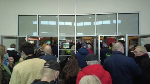 Walking Through Security Checkpoint To Watch Hockey Game Live Stock Footage 224798909