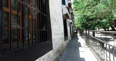 Walking through the Sera Monastery in Lhasa Tibet Stock Footage 93054965