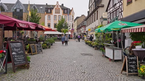 Walking through a small European main square in the old town Stock-Footage 303673798
