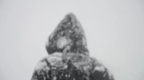 Walking through the snow during a heavy snowfall Stock Footage 47557045