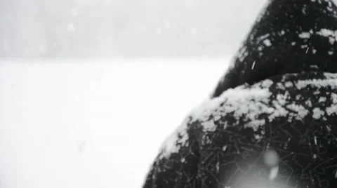 Walking through the snow during a heavy snowfall Stock Footage 47558037