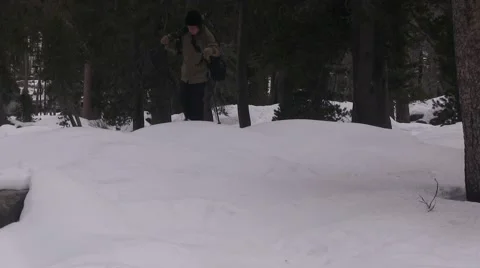 Walking through the snow Video stock 44850871