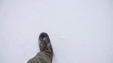 Walking Through Snow In Super Slow Motion POV Stock Footage 33999515