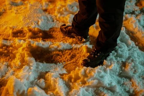 Walking Through Snowy Ground Stock Photos