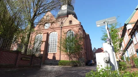 Walking through Stade, Germany. small historic city center. Stock Footage 307286119