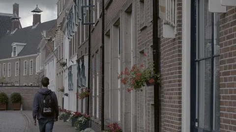 Walking through a street in the Netherlands 스톡 동영상 128521099