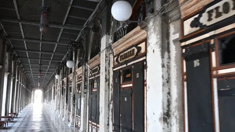 Walking through the streets of the lagoon city at the time of the coronavirus Stock Footage 126197899
