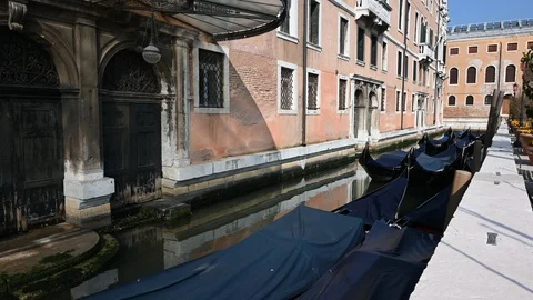 Walking through the streets of the lagoon city at the time of the coronavirus Stock Footage 126198971