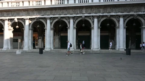 Walking through the streets of the lagoon city at the time of the coronavirus Stock Footage 133460367