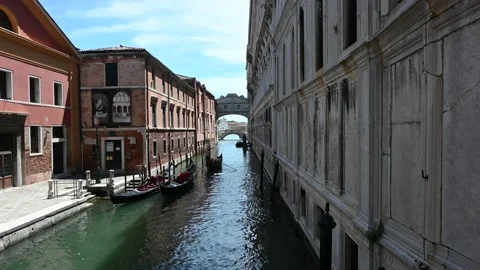 Walking through the streets of the lagoon city at the time of the coronavirus Stock Footage 133481902