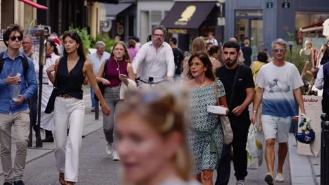 Walking through the streets of Paris Saint Germain on a sunny day - CITY OF Stock Footage 253798708