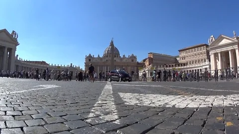 Walking through the streets of Rome. Security at the Vatican, police cars, c Stock Footage 82058049