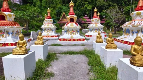Walking through the Stupa in Wat Koh Wanararm temple Stock Footage 314106351