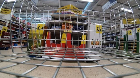 Walking through a Tesco Extra shopping centre in Dudley, West Midlands UK 스톡 동영상 126919685