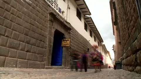 Walking Through the Town of Cusco Stock Footage 327573182