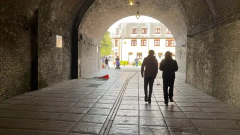 Walking through a tunnel Stock Footage 182165946