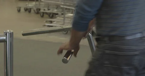Walking Through Turnstile Stock Footage 88838712