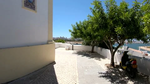 Walking Through the Typical Streets of Ferragudo, Algarve, Portugal Stock Footage 137924514