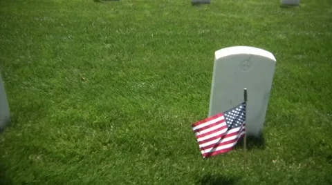 Walking through Veteran's Cemetery Stock Footage 7736866
