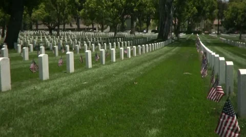 Walking through Veteran's Cemetery Stock Footage 7736914