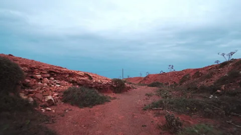 Walking through vivid volcanic landscape Stock Footage 318790104
