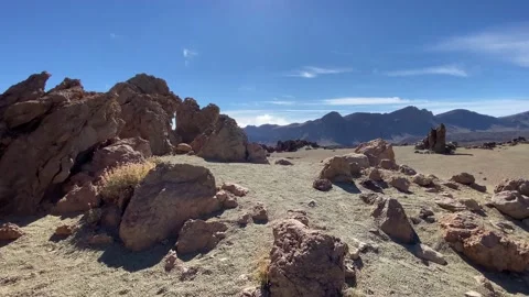 Walking Through Volcanic Landscape of El Teide National Park Canary Islands Vidéo 196511351