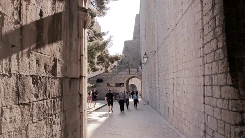 Walking through Vrata Od Ploca Ploce Gate, Dubrovnik, Croatia, 4k Video stock 274458423