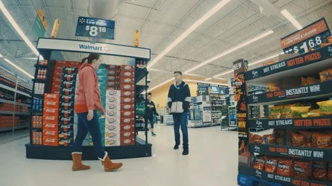 Walking Through A Walmart LUT Applied Video stock 103165440